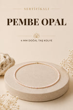 Sertifikalı Pembe Opal Doğaltaş Kolye 4 Mm, M489