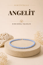 Sertifikalı Anjelit Doğaltaş Kolye 8 Mm, M506