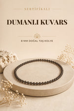 Sertifikalı Dumanlı Kuvars Doğaltaş Kolye 8 Mm, M514