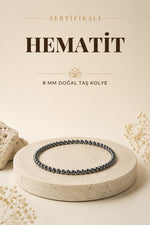 Sertifikalı Hematit Doğaltaş Kolye 8 Mm, M520