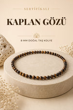 Sertifikalı Kaplan Gözü Doğaltaş Kolye 8 Mm, M525
