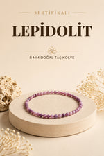 Sertifikalı Lepidolit Doğaltaş Kolye 8 Mm, M533