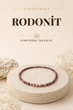 Sertifikalı Rodonit Doğaltaş Kolye 8 Mm, M540