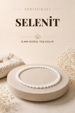Sertifikalı Selenit Doğaltaş Kolye 8 Mm, M544
