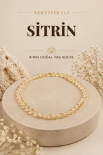 Sertifikalı Sitrin Doğaltaş Kolye 8 mm M546