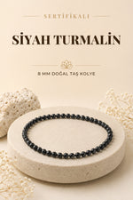 Sertifikalı Siyah Turmalin Doğaltaş Kolye 8 Mm, M547