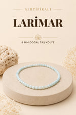 Sertifikalı Yeşil Larimar Doğaltaş Kolye 8 Mm, M552