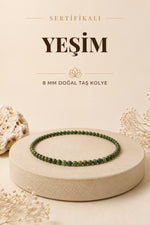 Sertifikalı Kanada Yeşim Doğaltaş Kolye 8 Mm, M554