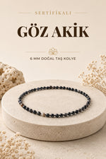 Sertifikalı Göz Akik Doğaltaş Kolye 6 Mm, M568