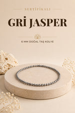 Sertifikalı Gri Jasper Doğaltaş Kolye 6 Mm, M569