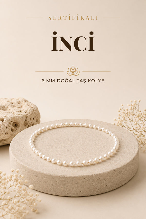 Sertifikalı Inci Doğaltaş Kolye 6 Mm, M571