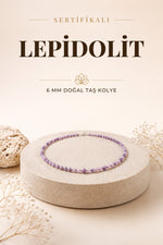 Sertifikalı Lepidolit Doğaltaş Kolye 6 Mm, M578