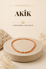 Sertifikalı Madagaskar Akik Doğaltaş Kolye 6 Mm, M579
