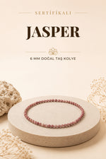 Sertifikalı Pembe Jasper Doğaltaş Kolye 6 Mm, M583