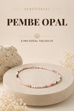 Sertifikalı Pembe Opal Doğaltaş Kolye 6 Mm, M585