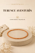 Sertifikalı Turuncu Aventurin Doğaltaş Kolye 6 Mm, M598