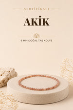 Sertifikalı Yemen Akiği Doğaltaş Kolye 6 Mm, M600