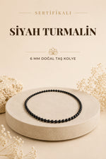 Sertifikalı Siyah Turmalin Doğaltaş Kolye 6 Mm, M593
