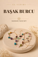 Başak Burcu Doğal Taş Natürel Makrome Kolye Bileklik Seti