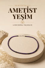 Sertifikalı Ametist Yeşim Doğaltaş Kolye Bileklik 4 Mm, M423