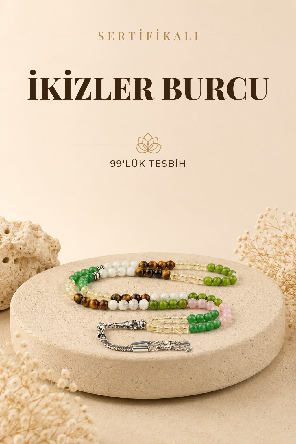 Sertifikalı Ikizler Burcu 99'luk Tesbih T096