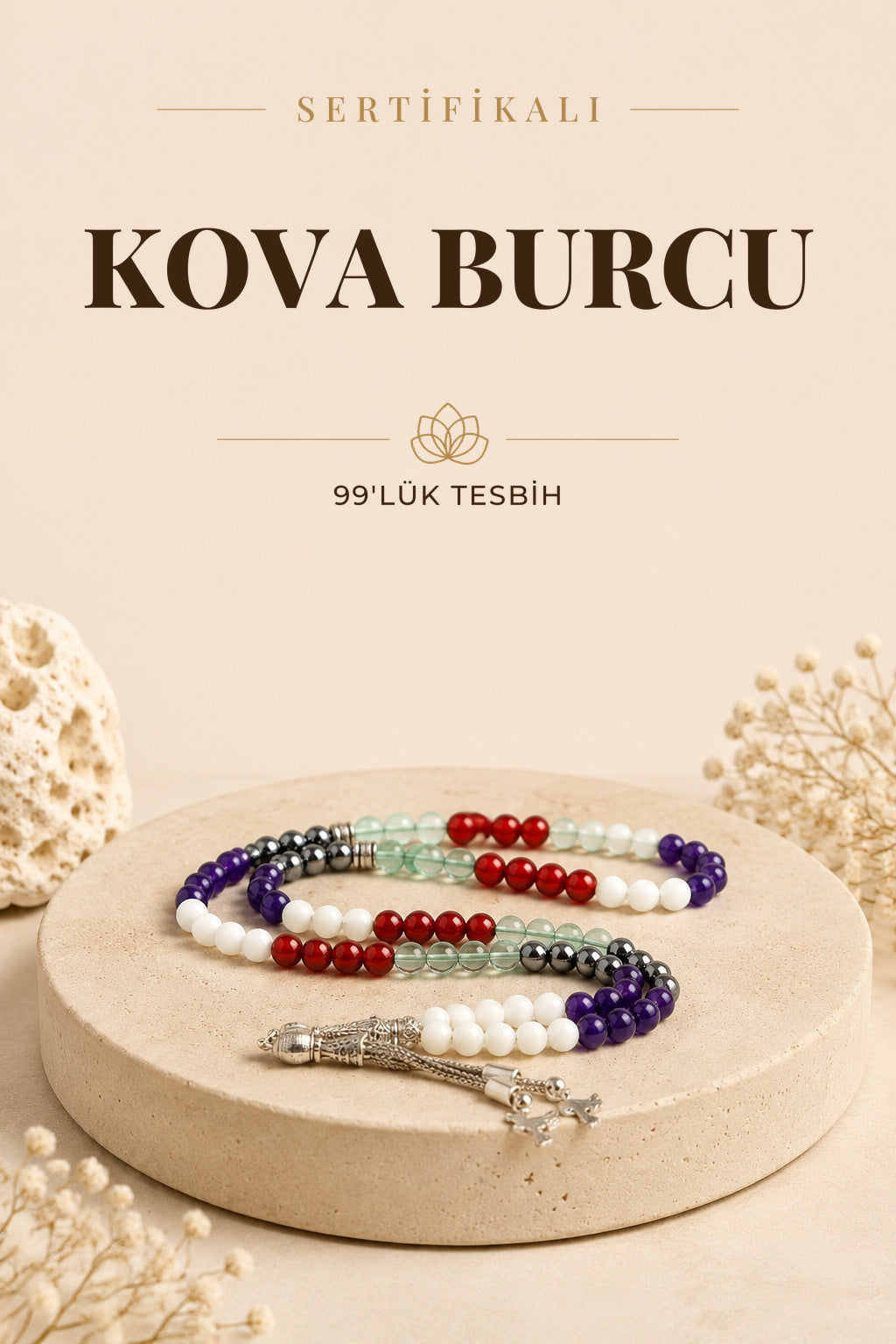 Sertifikalı Kova Burcu 99'luk Tesbih T089