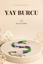 Sertifikalı Yay Burcu 99'luk Tesbih Lapis Labradorit Aventurin Pembe Kuvars Sodalit