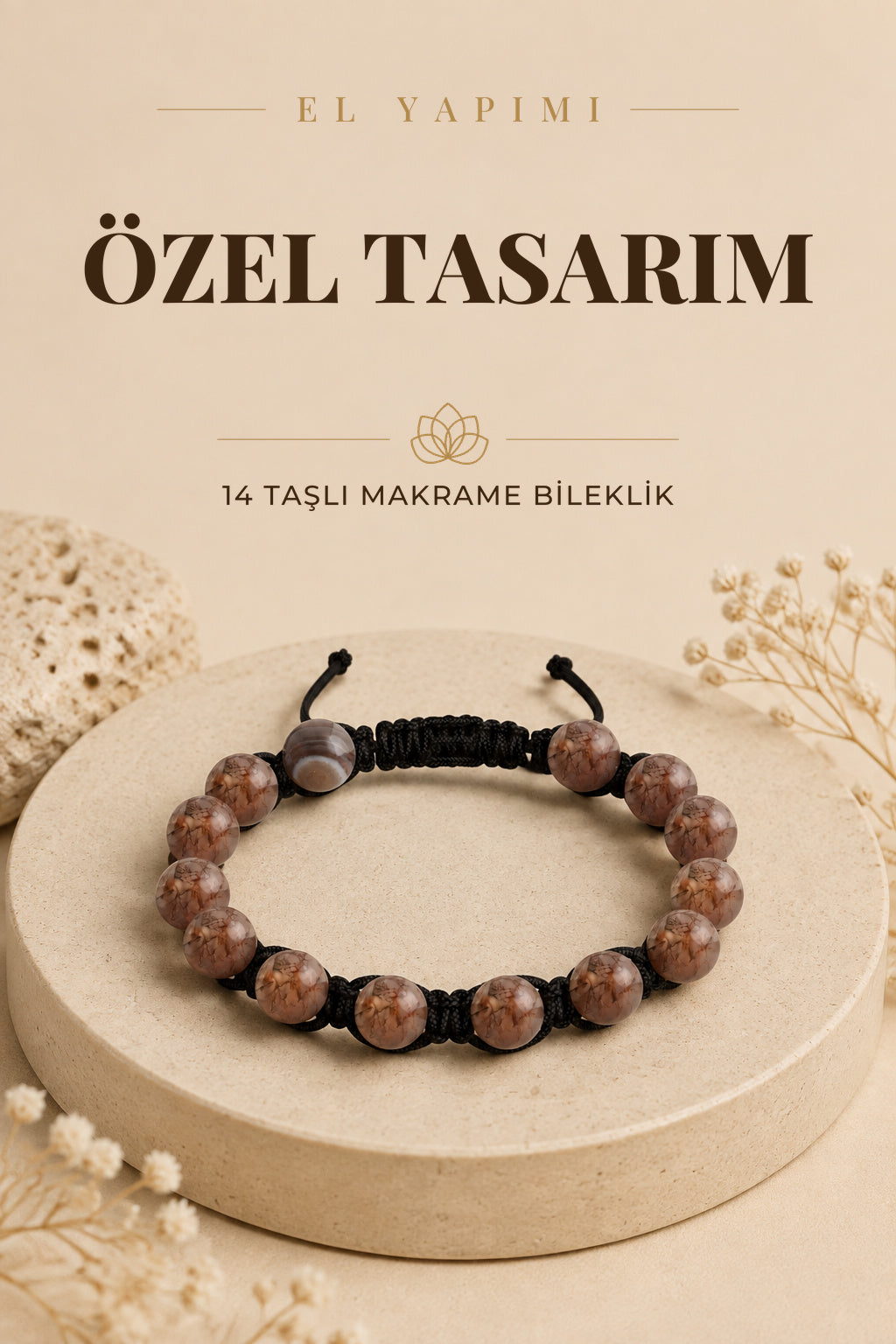 Özel Tasarım Makrome Bileklik - 14 Taş