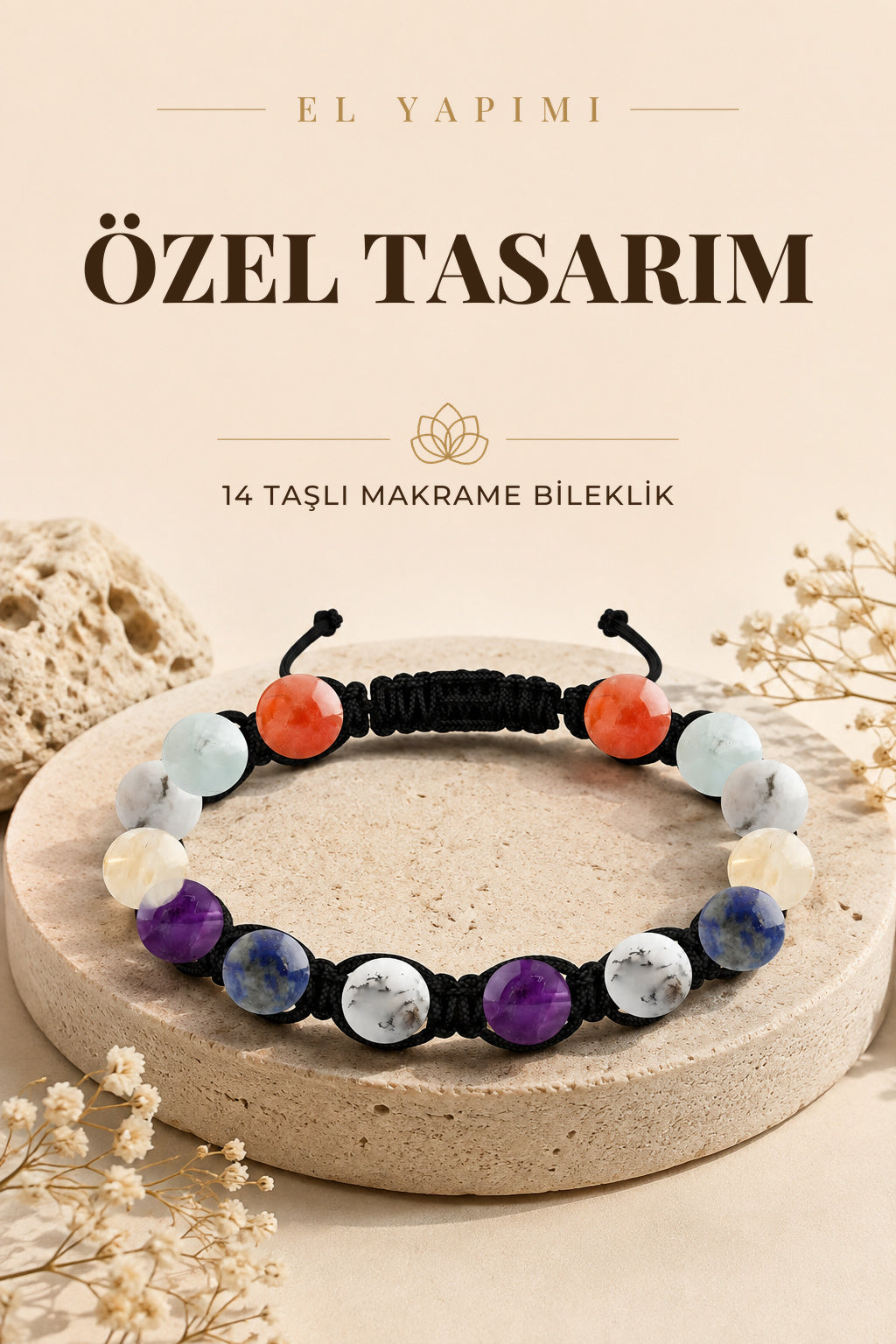 Özel Tasarım Makrome Bileklik - 14 Taş