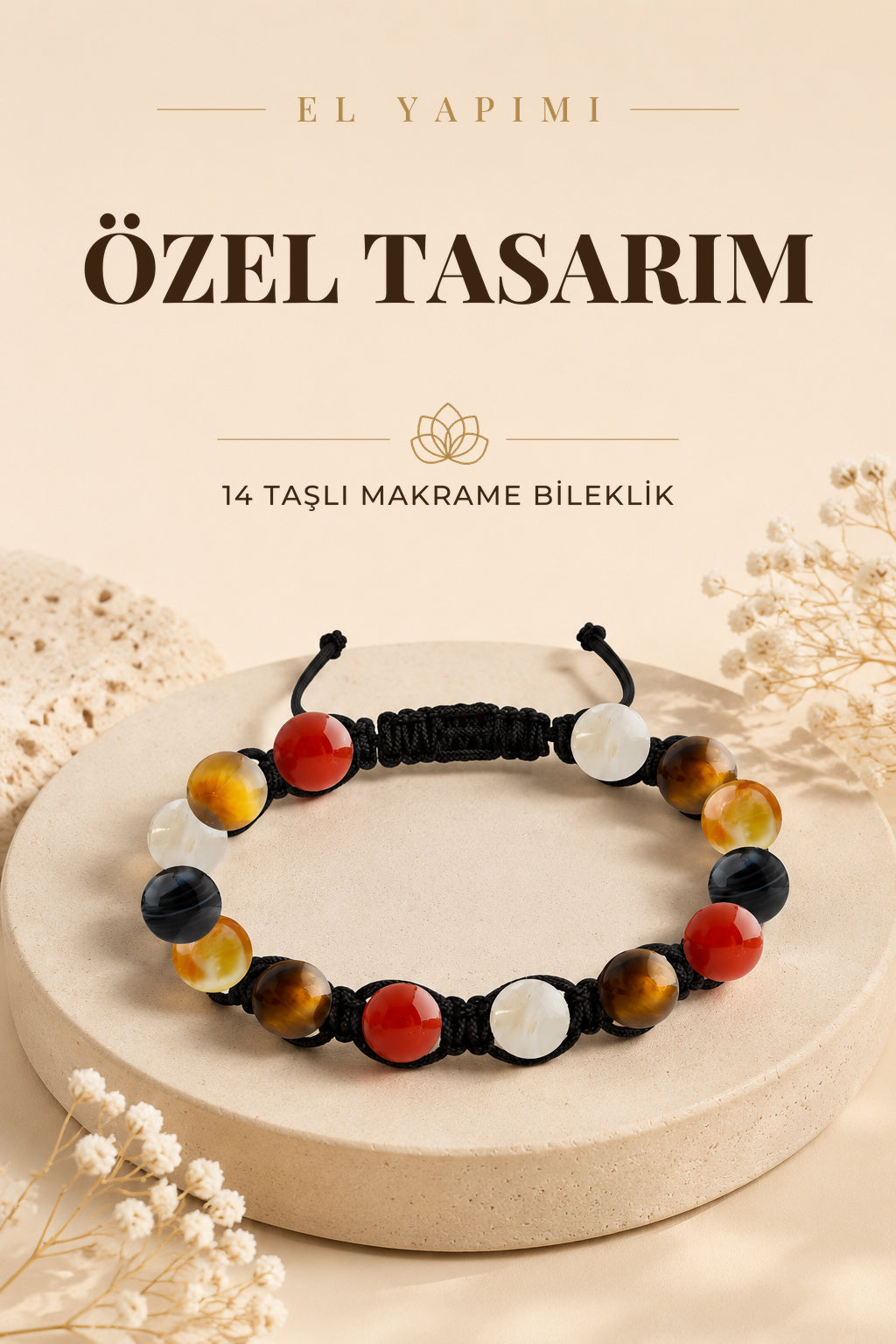 Özel Tasarım Makrome Bileklik - 14 Taş