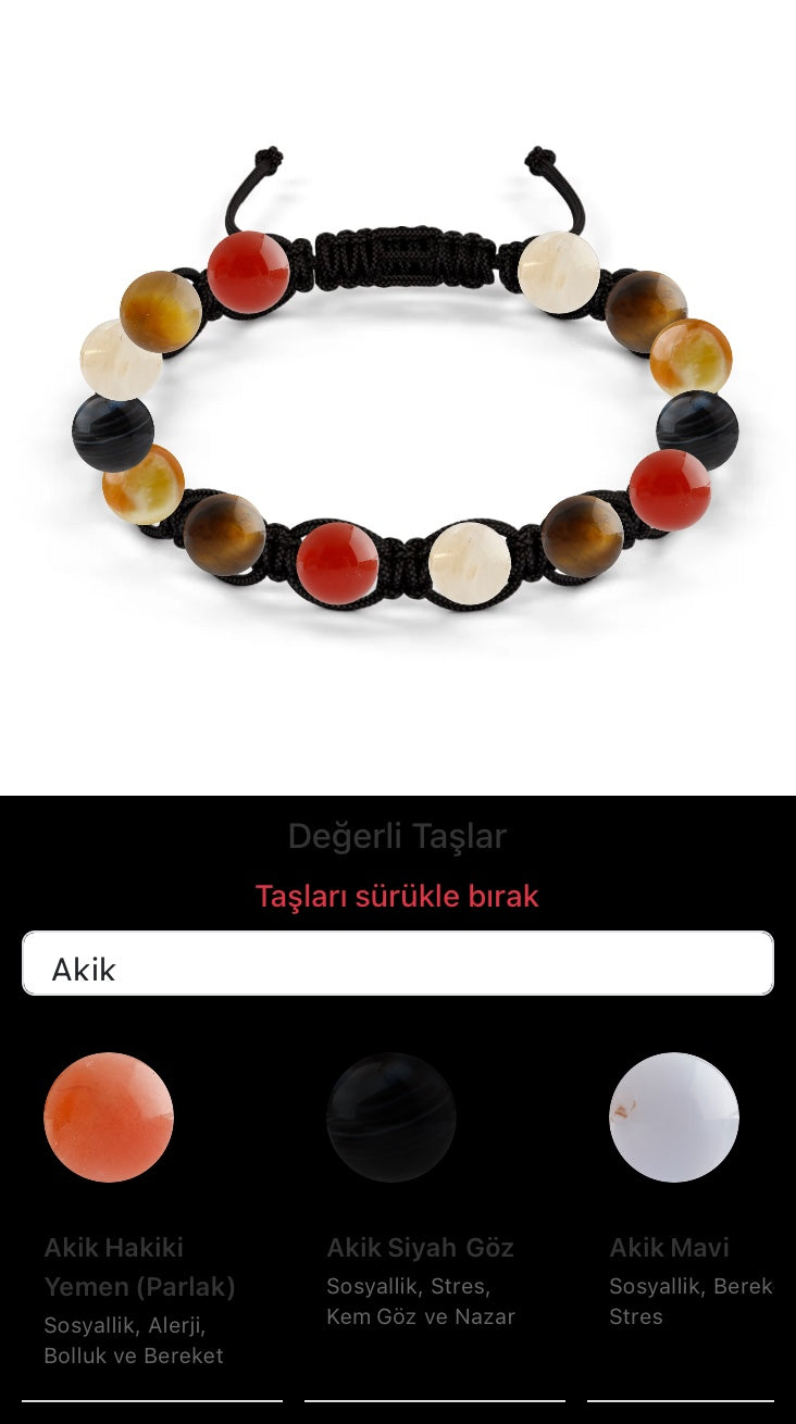 Özel Tasarım Makrome Bileklik - 14 Taş - Özel Tasarım Görseli