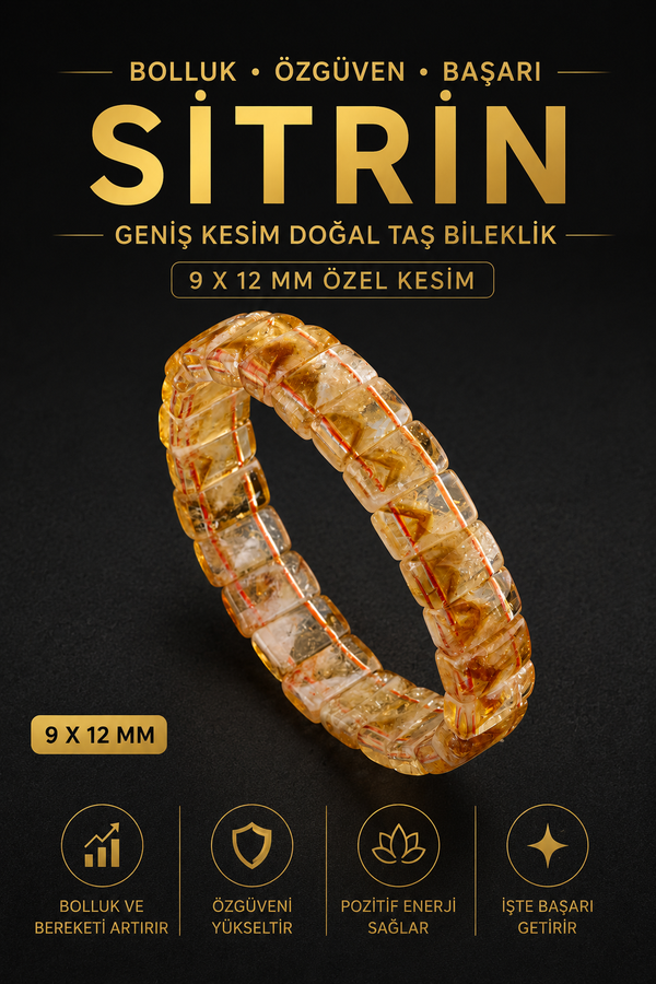 Sertifikalı Sitrin Doğal Taş Özel Kesim Bileklik