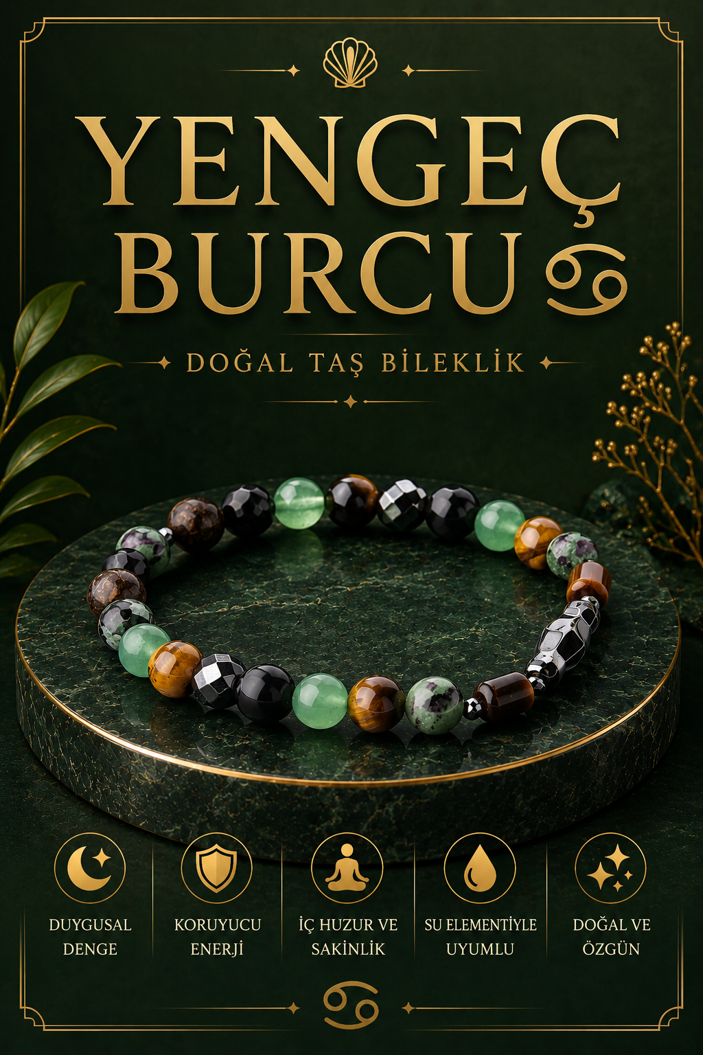 Sertifikalı Yengeç Burcu Bileklik B051
